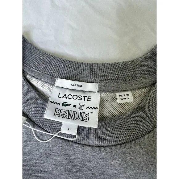 Lacoste X Peanuts Snoopy Graphic Fleece Sweatshirt Gray Unisex L NWT - Picture 6 of 11